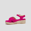 Sandales compensées brides croisées rose femme