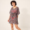 Robe de plage manches 3/4 multicolore femme