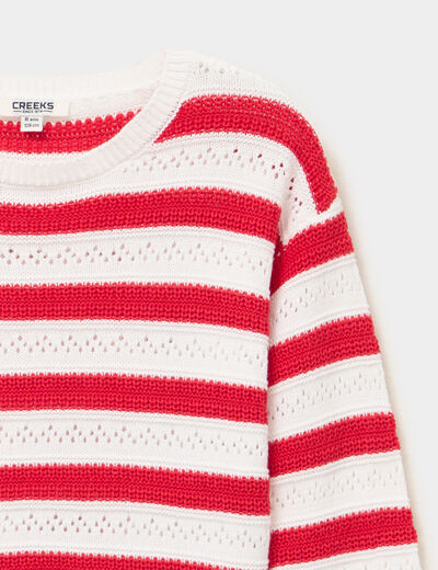 Pull manches longues coton rouge fille