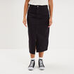 Jupe en jean longue fendue droite denim noir femme