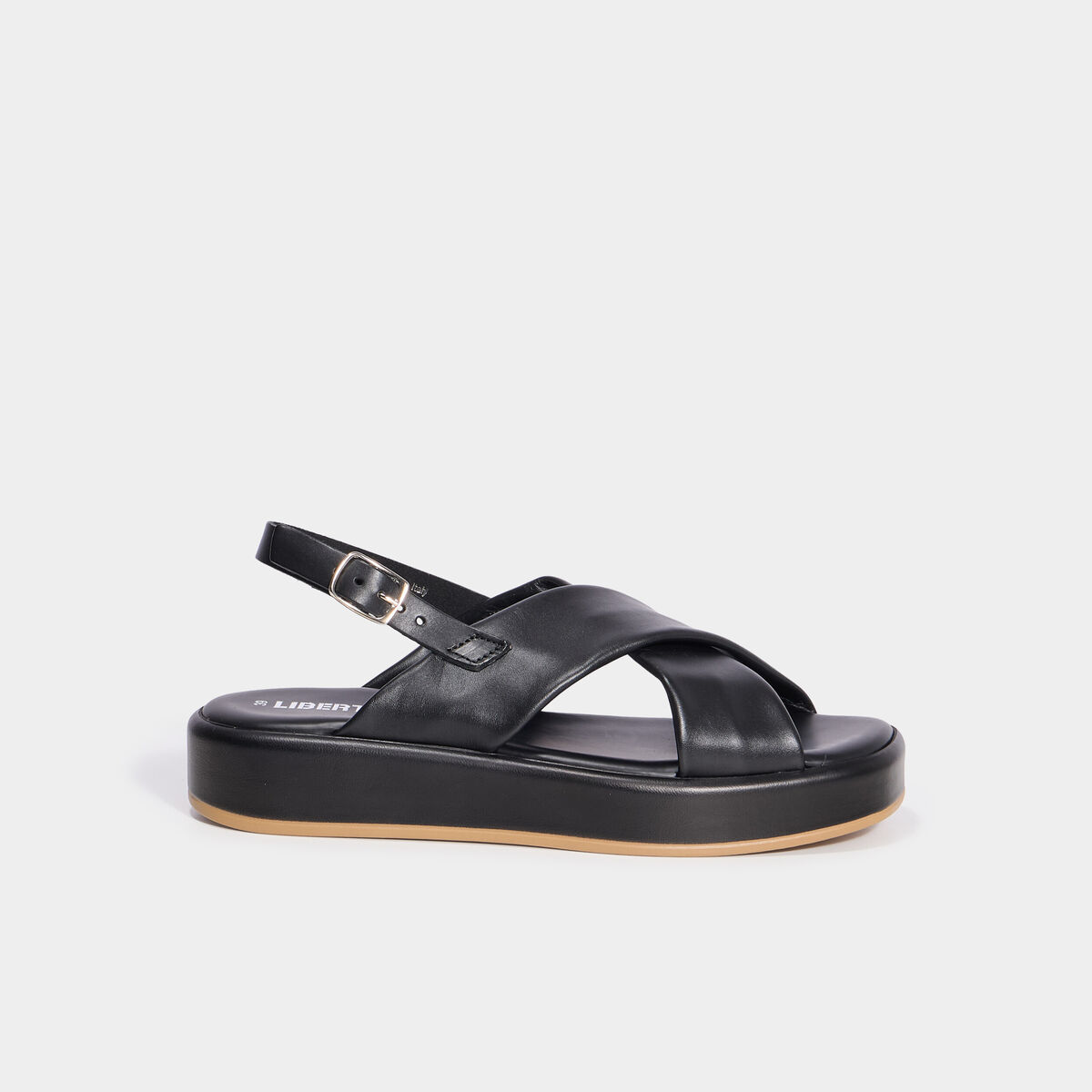 Sandales plateformes &agrave; brides crois&eacute;es noir femme