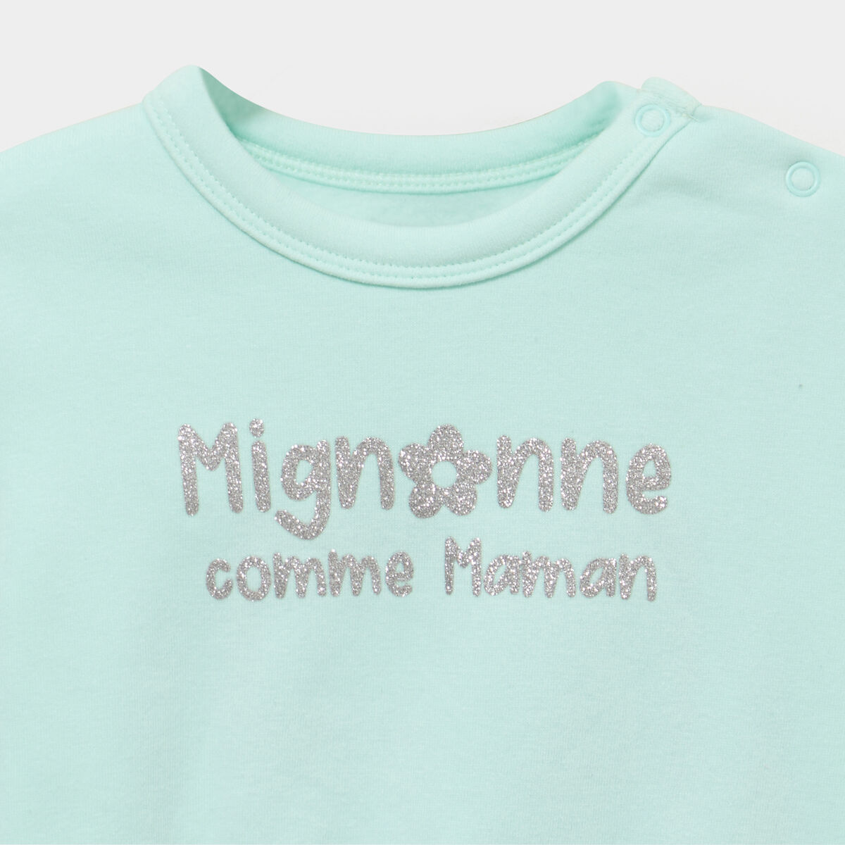 Sweat col rond manches longues bleu turquoise b&eacute;b&eacute; fille