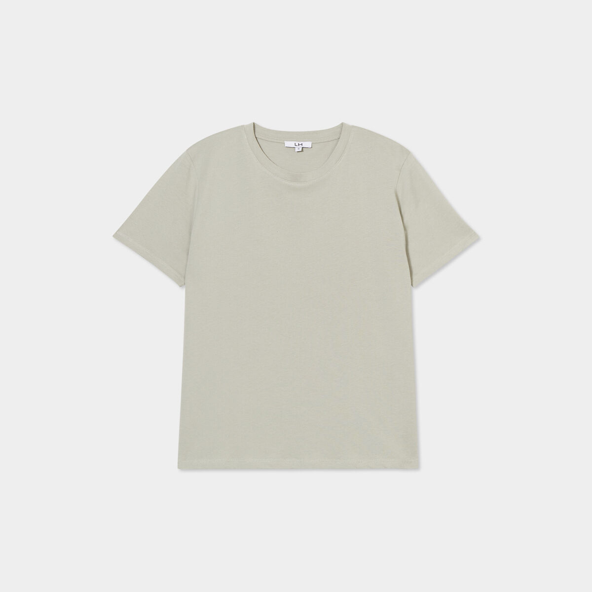 T-shirt col rond manches courtes coton vert kaki femme