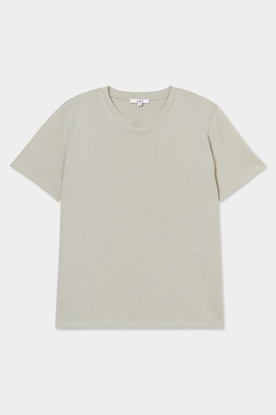 T-shirt col rond manches courtes coton vert kaki femme