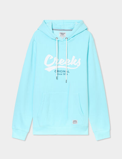 Sweat à capuche hoodie Creeks bleu turquoise homme