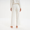 Pantalon effet polaire d&eacute;tails torsades blanc femme