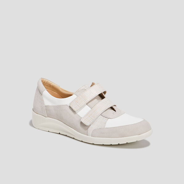 derbies a scratchs en cuir blanc femme Derbies à scratchs en cuir blanc femme