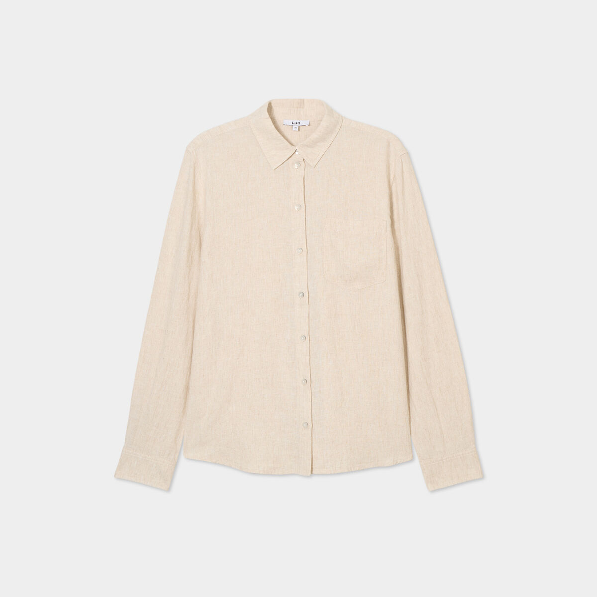 Chemise lin m&eacute;lang&eacute; manches longues beige femme