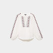 Blouse brod&eacute;e oversize coton blanc femme