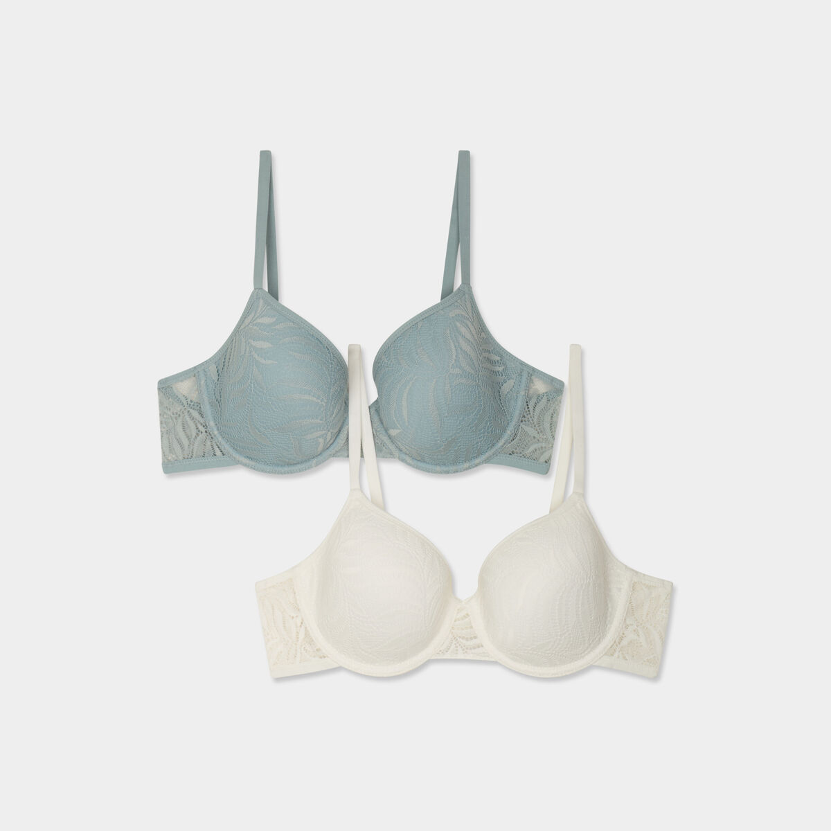 Lot 2 soutiens-gorge corbeille dentelle vert clair femme