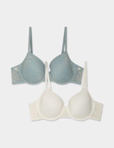 Lot 2 soutiens-gorge corbeille dentelle vert clair femme
