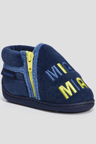 Chaussons bottillons Isotoner bleu bébé garçon
