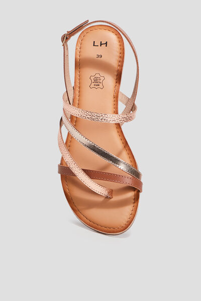 Sandales en cuir marron femme