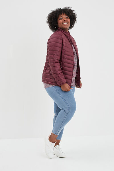 Doudoune ajustée manches longues prune femme grande taille