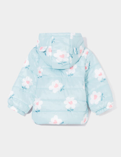 Doudoune oversize zippée à capuche bleu gris bébé fille