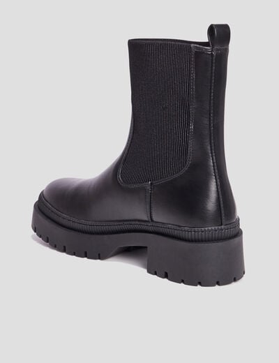 Bottines ranger crantées noir femme
