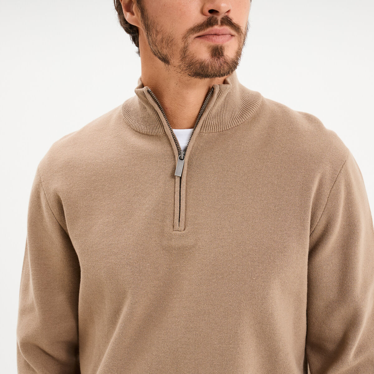 Pull camionneur manches longues taupe homme