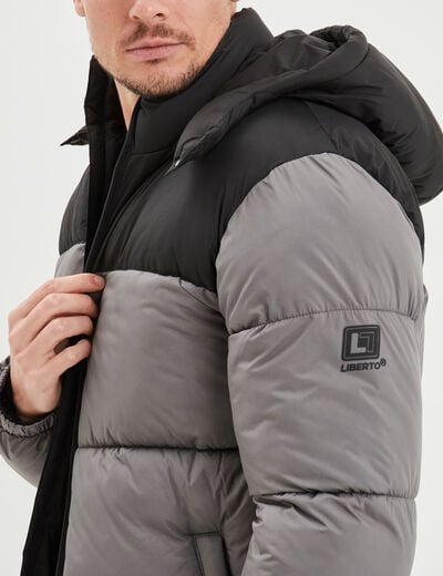 Doudoune déperlante à capuche amovible gris homme