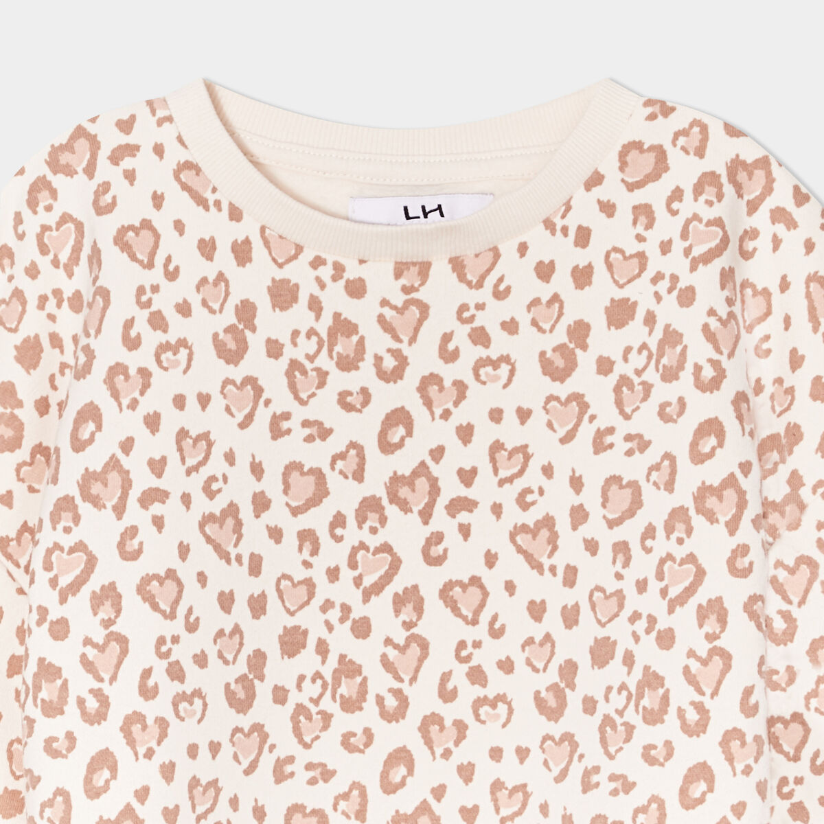 Sweat col rond manches longues beige fille