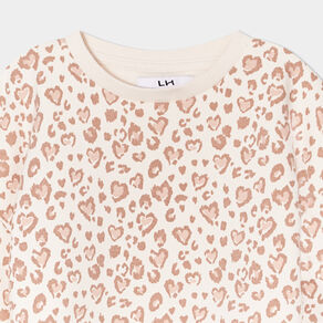 sweat col rond manches longues beige fille Sweat col rond manches longues beige fille