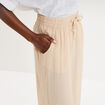 Pantalon large fluide taille &eacute;lastiqu&eacute;e beige femme
