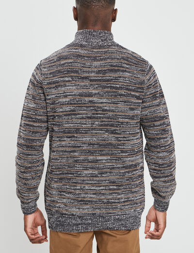 Pull avec col montant gris foncé homme