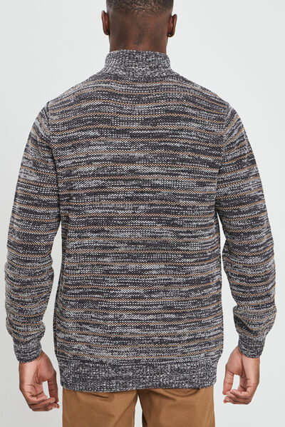 Pull avec col montant gris foncé homme