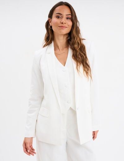 Veste blazer droite blanc femme