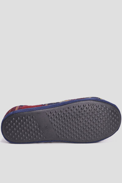 Chaussons mules fourrés motif écossais multicolore homme