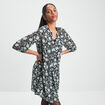 Robe droite fluide manches 3/4 noir femme