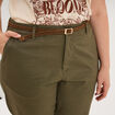 Pantalon chino taille haute coton vert kaki femme grande taille