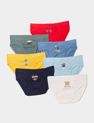 Lot de 7 slips coton vert garçon