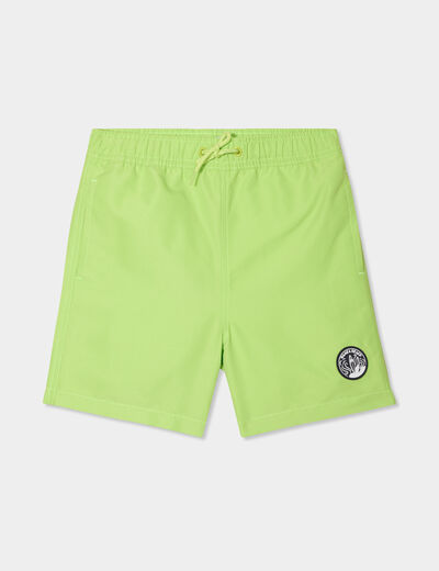 Short de bain taille &eacute;lastiqu&eacute;e vert anis gar&ccedil;on