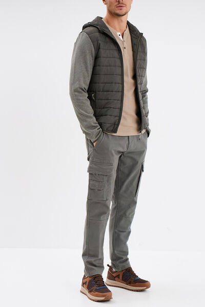Pantalon cargo ceintur&eacute; Trappeur gris homme
