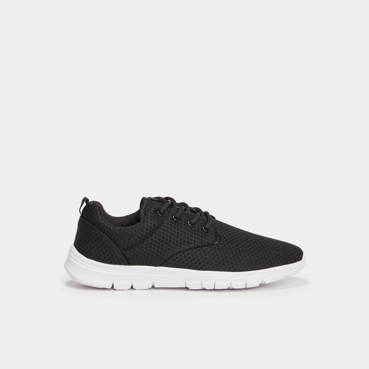 Baskets plates running crant&eacute;es noir homme