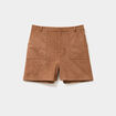 Short effet su&eacute;dine droit taille haute marron clair femme