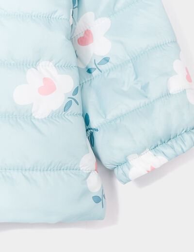 Doudoune oversize zippée à capuche bleu gris bébé fille