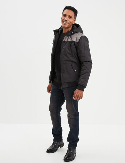 Blouson déperlant zippé capuche Liberto noir homme