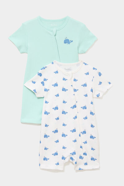 Lot 2 combishorts manches courtes coton ecru b&eacute;b&eacute;
