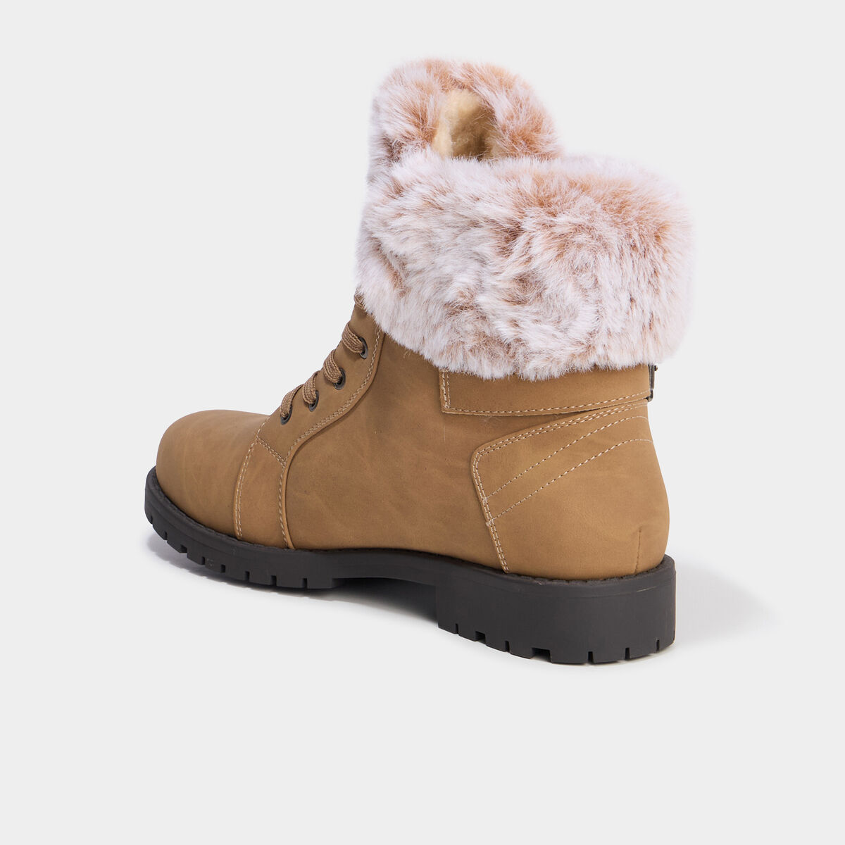 Boots col fausse fourrure sable femme