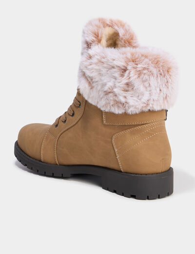 Boots col fausse fourrure sable femme