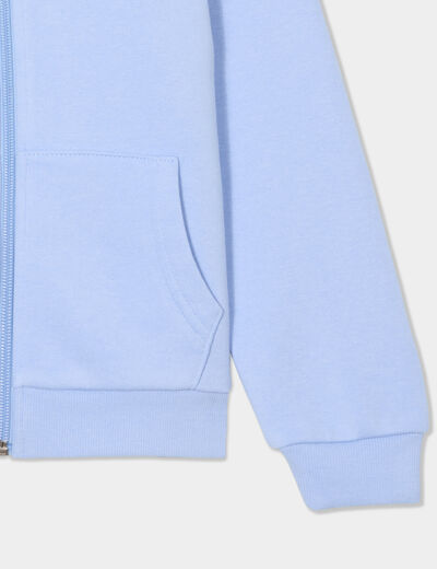 Sweat à capuche zippé bleu clair fille