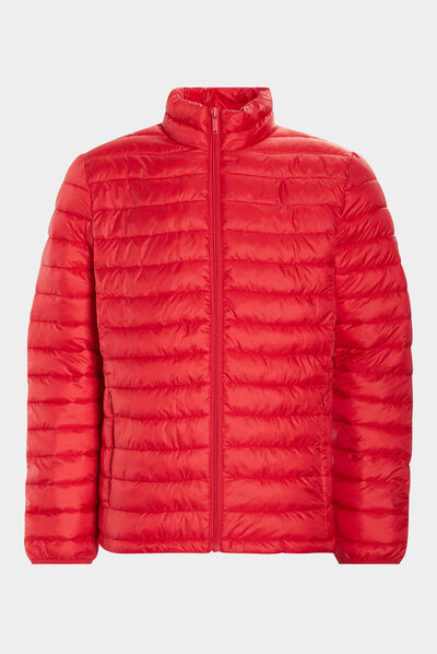 Doudoune droite légère col montant rouge homme