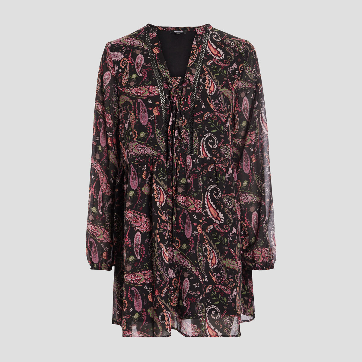 Robe fluide manches longues noir femme