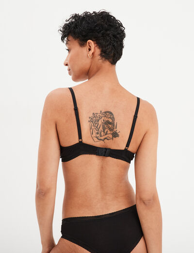 Shorty côtelé avec dentelle noir femme