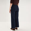 Jean large cropped &agrave; pont taille haute denim brut femme