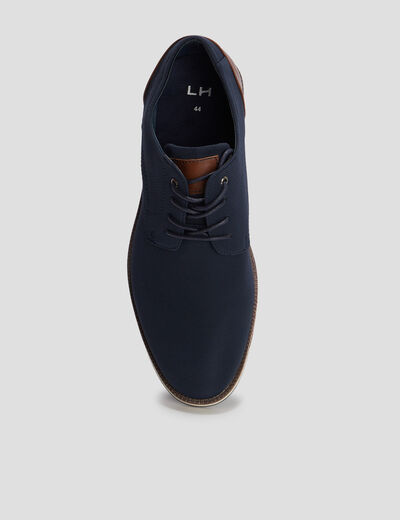 Derbies plates &agrave; lacets bleu marine homme