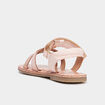 Sandales brides tress&eacute;es en cuir rose fille