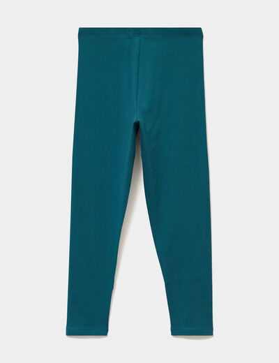 Legging long coton taille &eacute;lastiqu&eacute;e vert fonc&eacute; fille