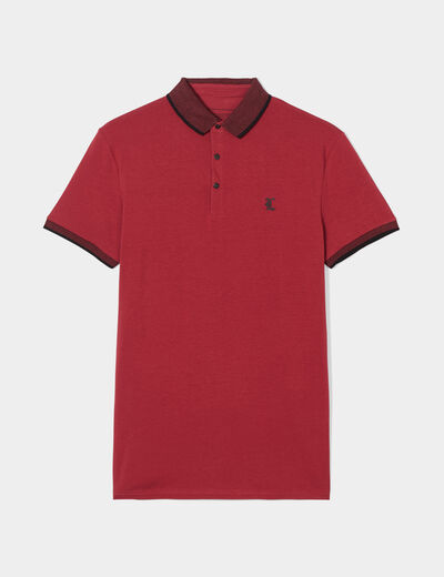 Polo coton ajusté manches courtes bordeaux homme